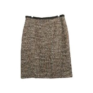 Classiques Entier Skirt Womans 12 Blk/Mulit Wool Tweed Classic Pencil Mid Length